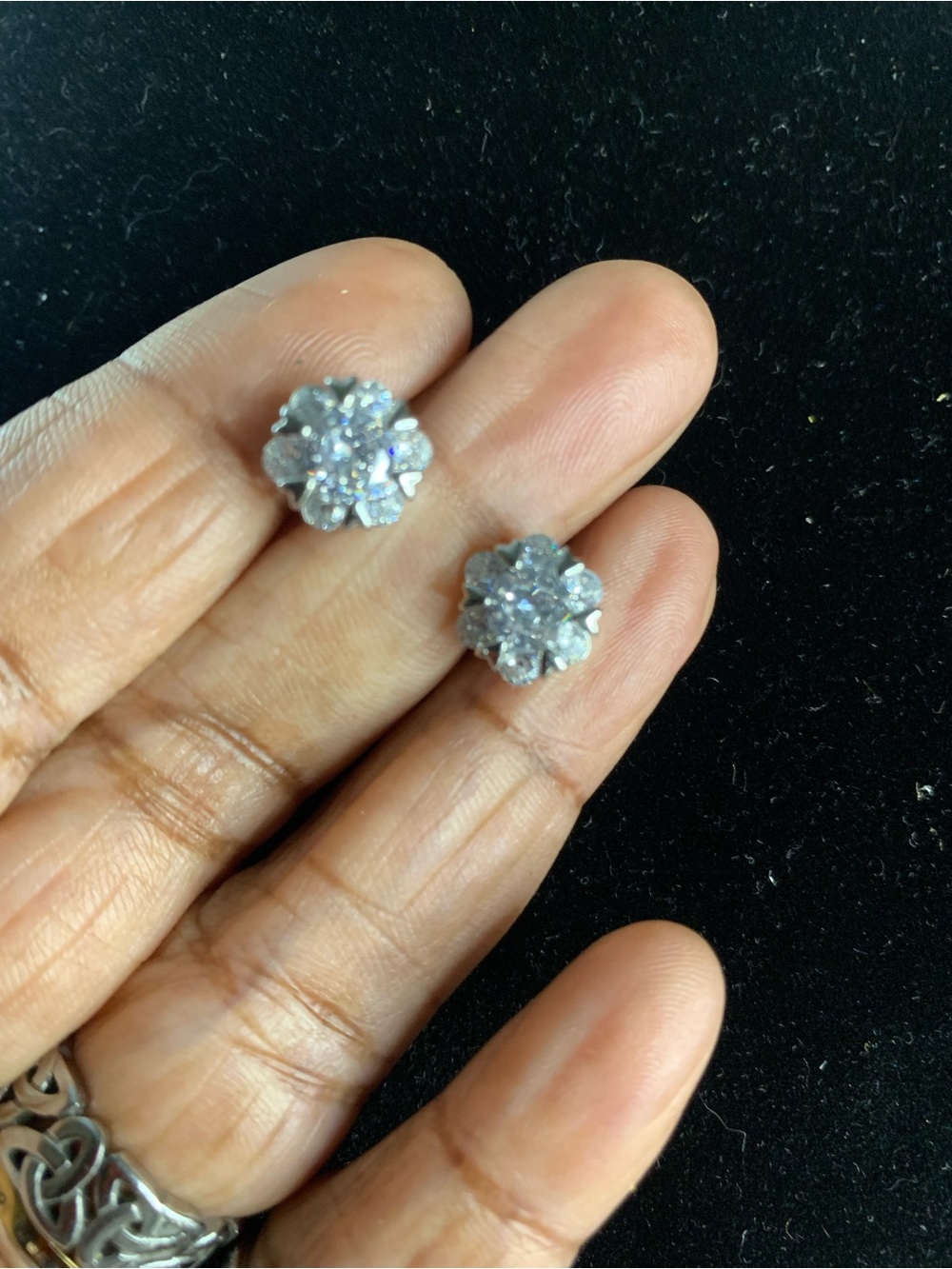 Swarovski Silver Crystal Flower Stud Earrings - Clear Sparkle